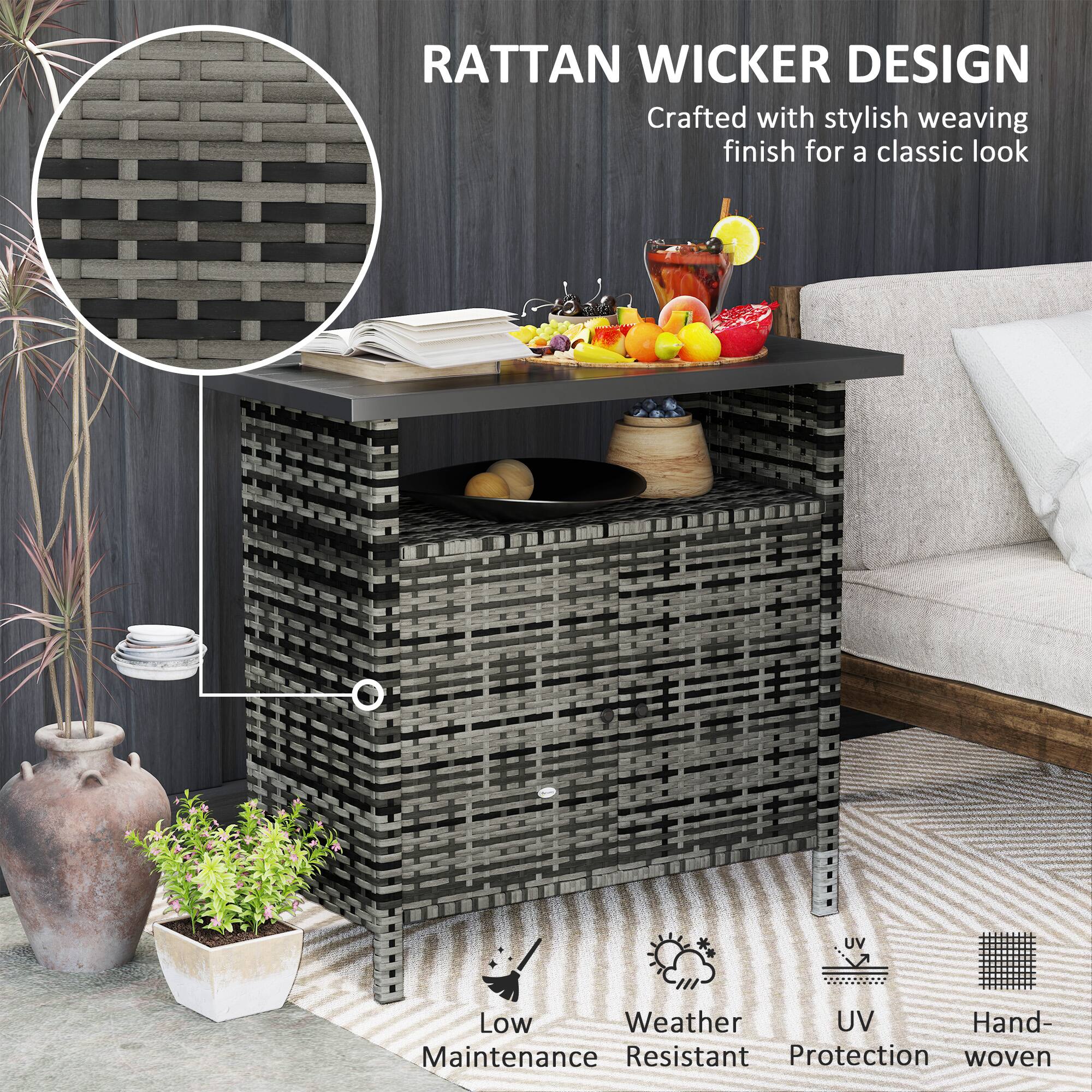 RATTAN WICKER DESIGN Crafted with stylish weaving finish for a classic look UV Low Weather UV Protection Maintenance Hand-woven Resistant