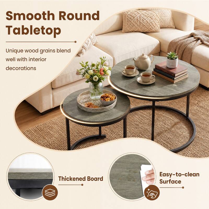 Smooth Round Tabletop  
Unique wood grains blend well with interior decorations  
Thickened Board  
Easy-to-clean Surface