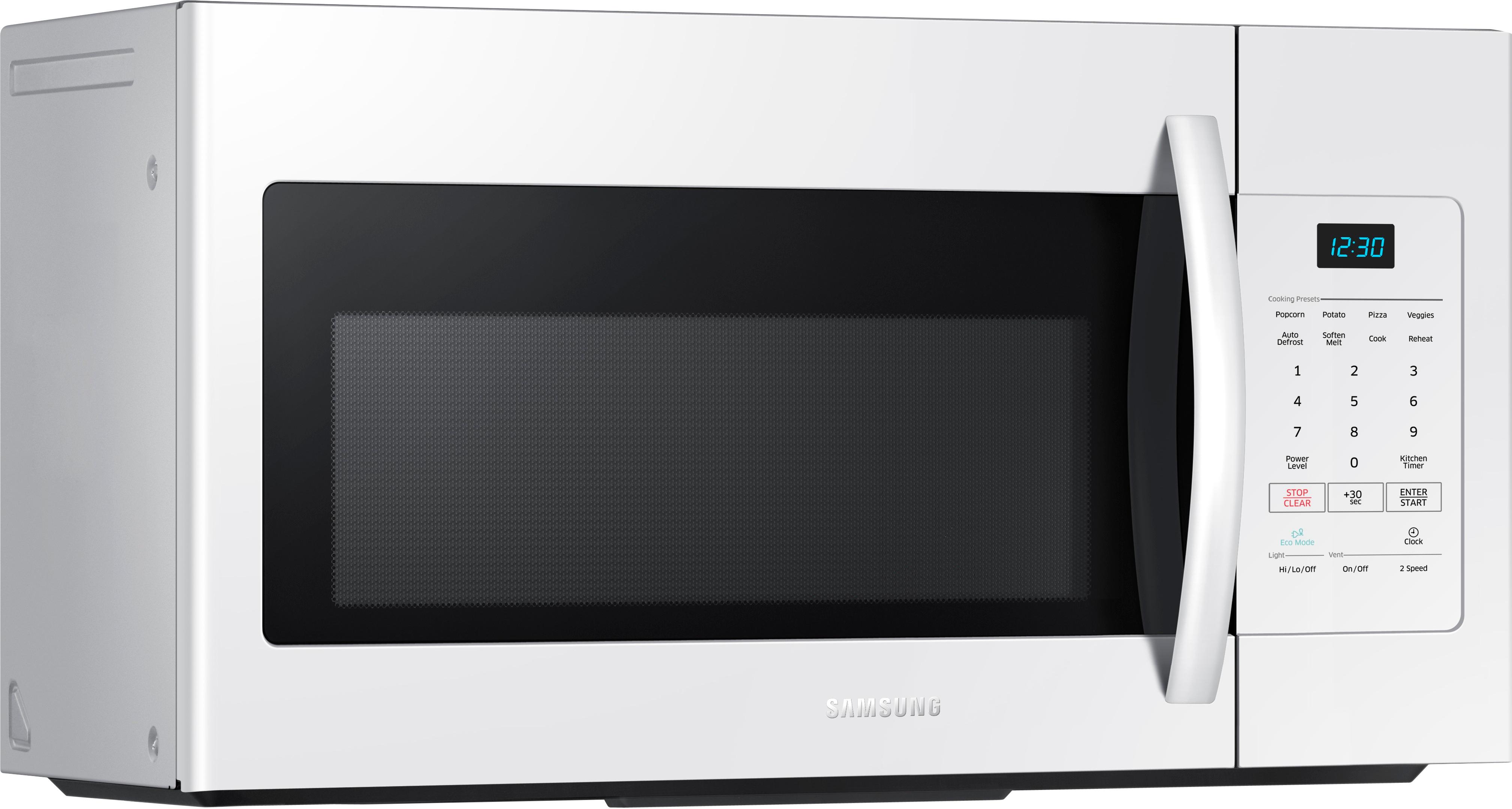 Angle View: Samsung - 1.6 cu. ft. Over-the-Range Microwave - White