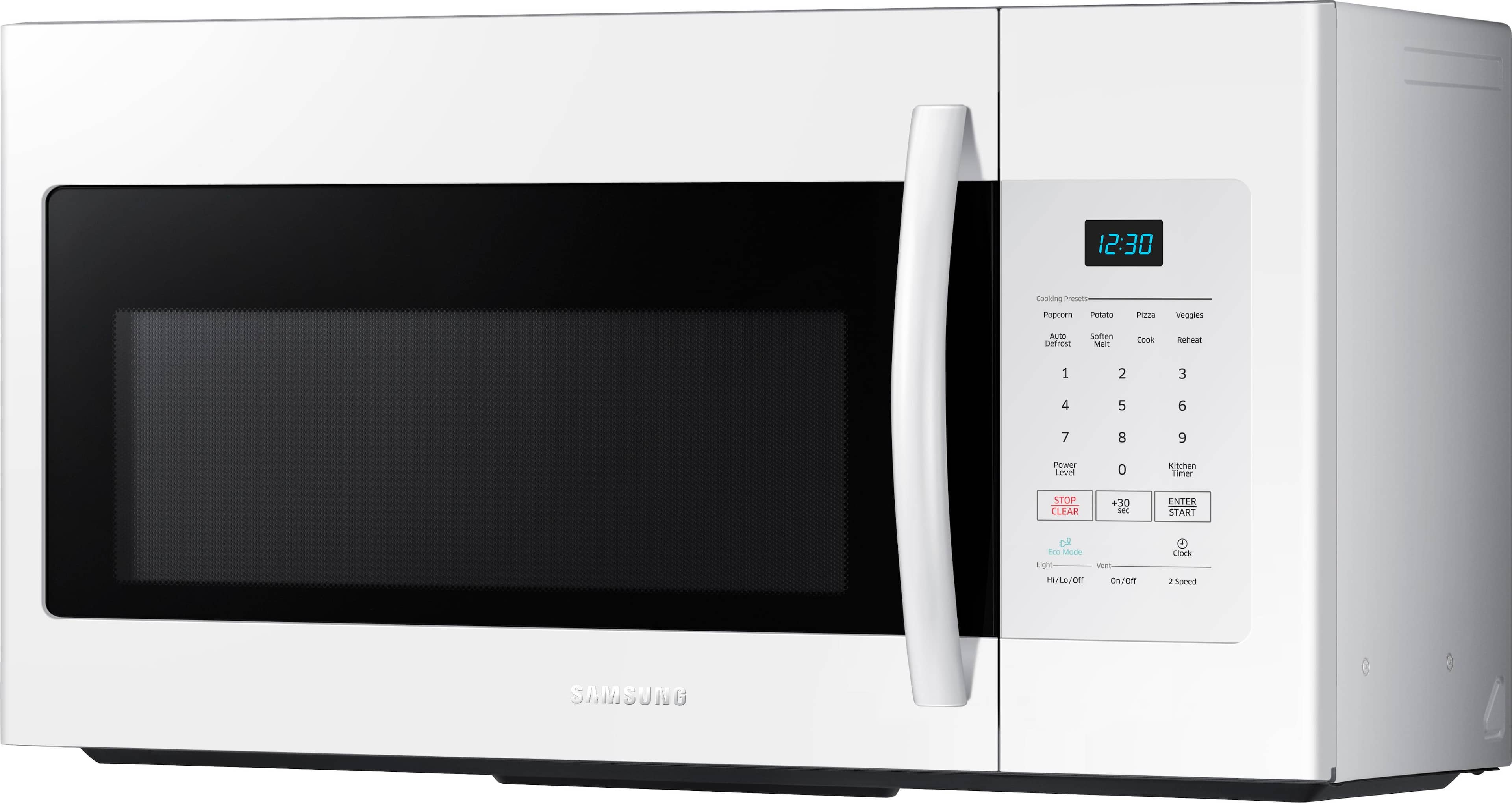 Left. Samsung - 1.6 cu. ft. Over-the-Range Microwave - White.