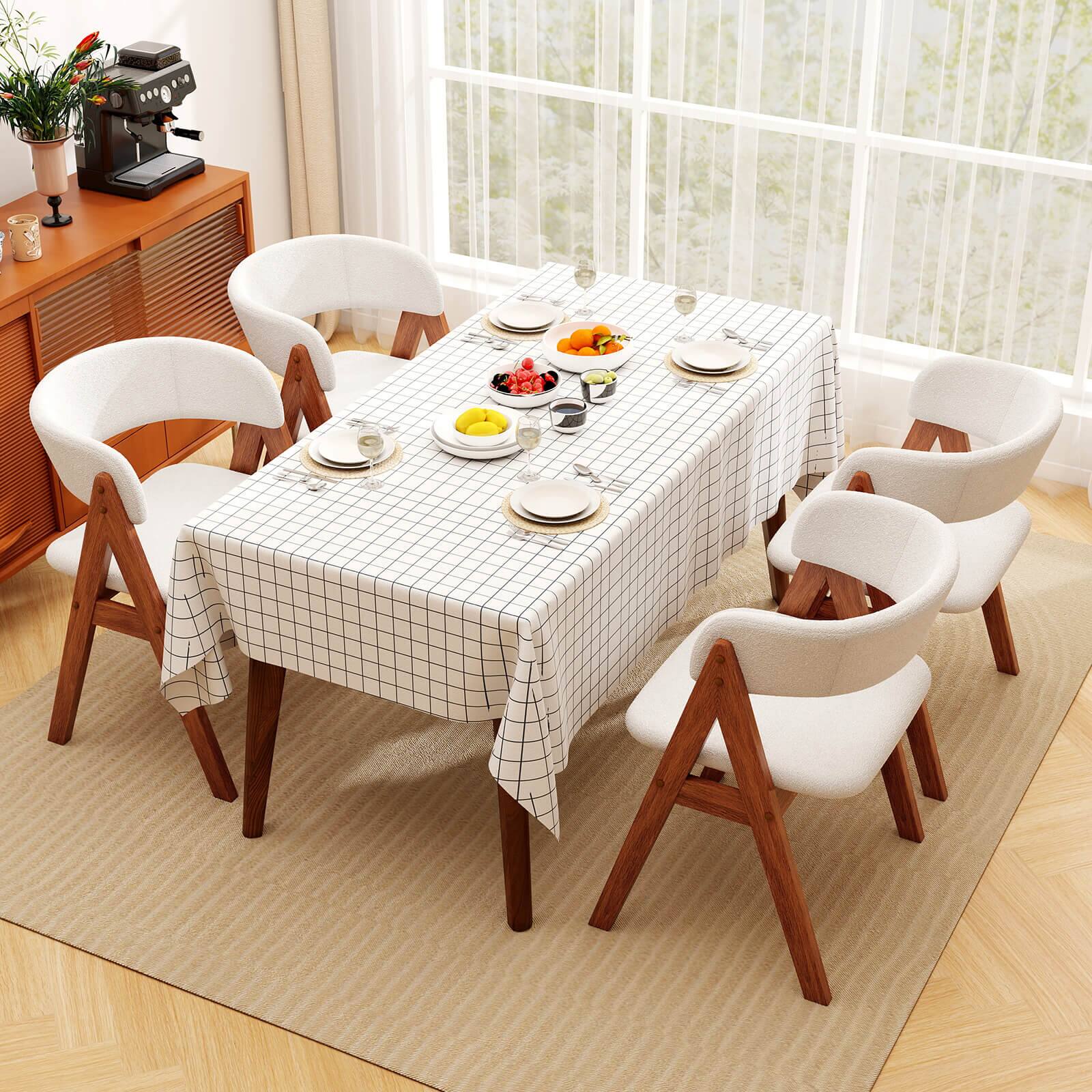 Alt View 1. Costway - Costway Dining Chairs Set of 4 Mid-Century Upholstered Kitchen Armchairs with Padded Seat - Walnut.
