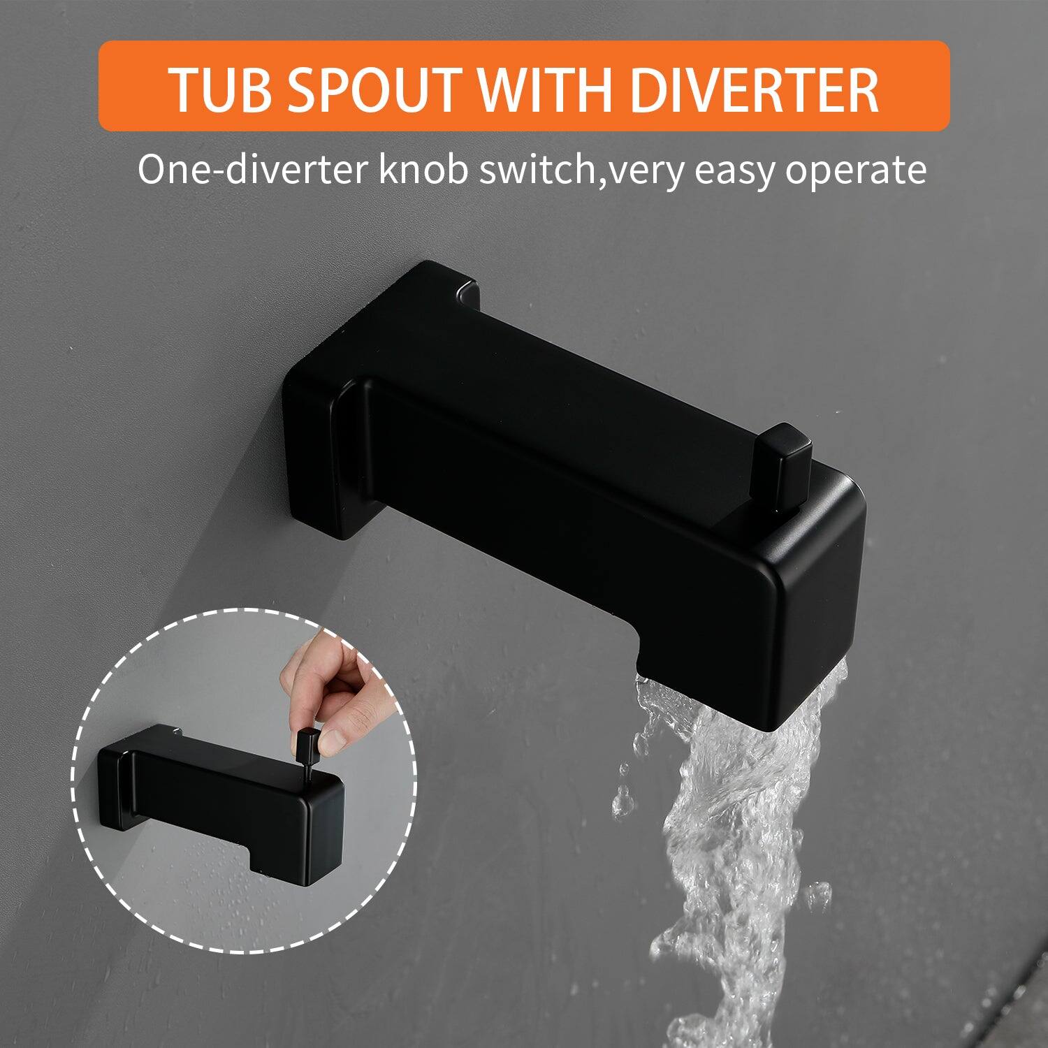 TUB SPOUT WITH DIVERTER

One-diverter knob switch, very easy operate