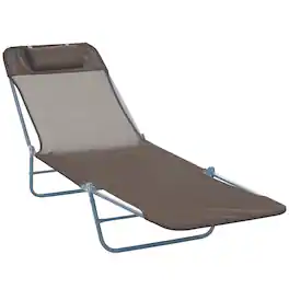 Outsunny - Folding Chaise Lounge Chair, Pool Sun Tanning Chair, Outdoor Lounge Chair with Reclining Back, Breathable Mesh Seat - Brown