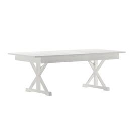 Flash Furniture - HERCULES 7' x 40" Rectangular Antique Rustic Solid Pine Folding Farm Table with X Legs - White