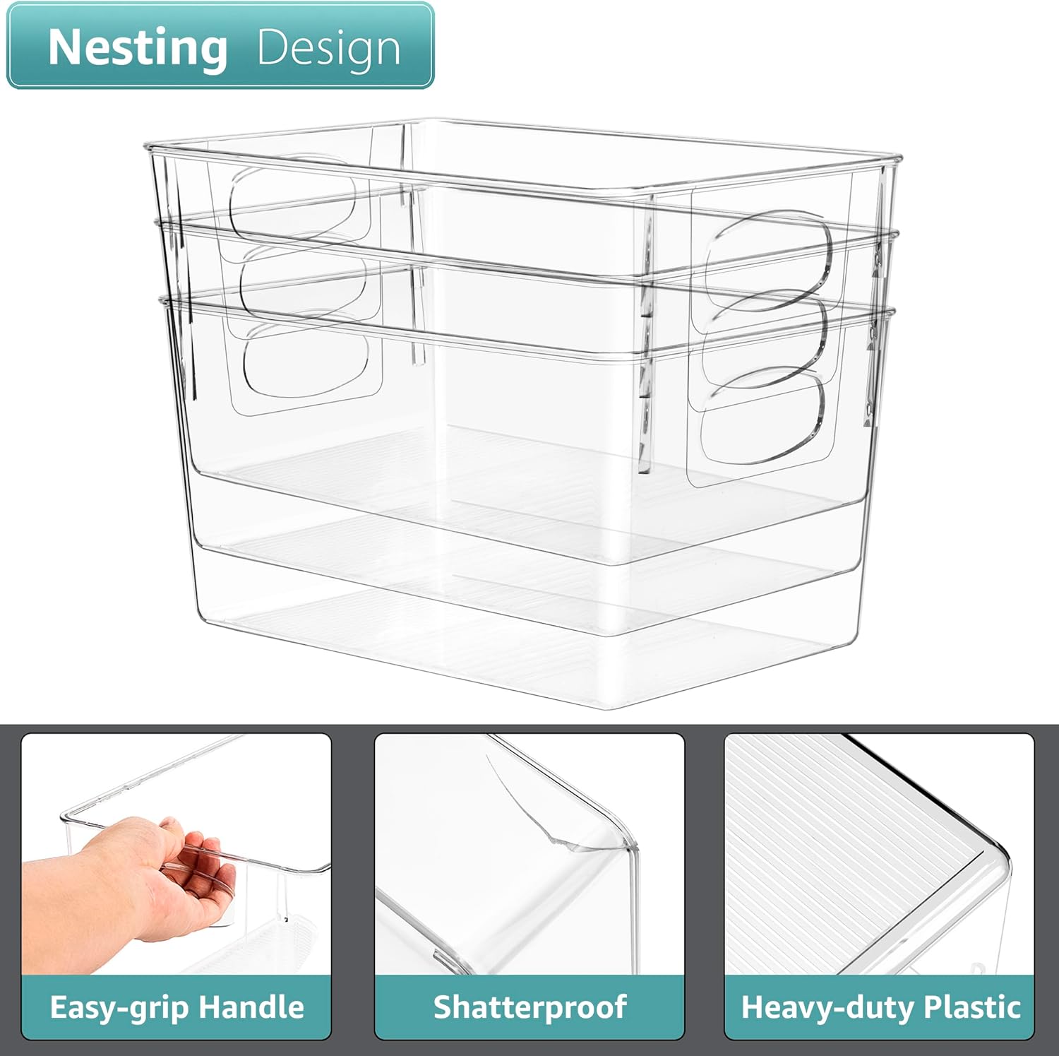 Nesting Design

Easy-grip Handle

Shatterproof

Heavy-duty Plastic