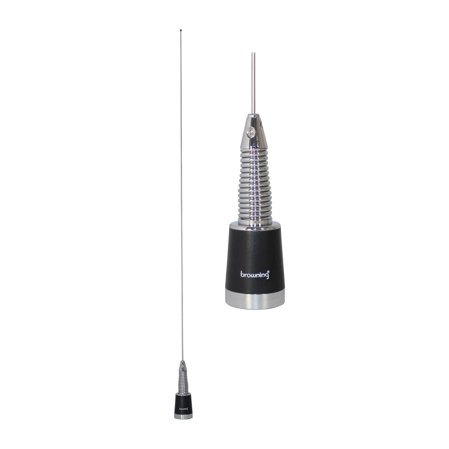 Browning - BR-158-S 200-Watt Pretuned Wide-Band 144 MHz to 174 MHz 2.4-dBd-Gain VHF Antenna with Spring and NMO - Silver