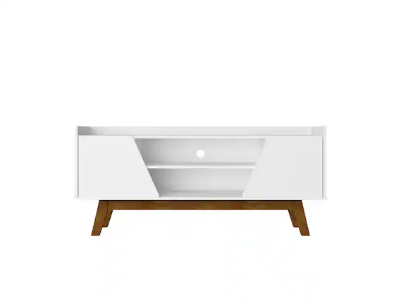 Front. Manhattan Comfort - Marcus Mid-Century Modern 53" TV Stand in White - White.