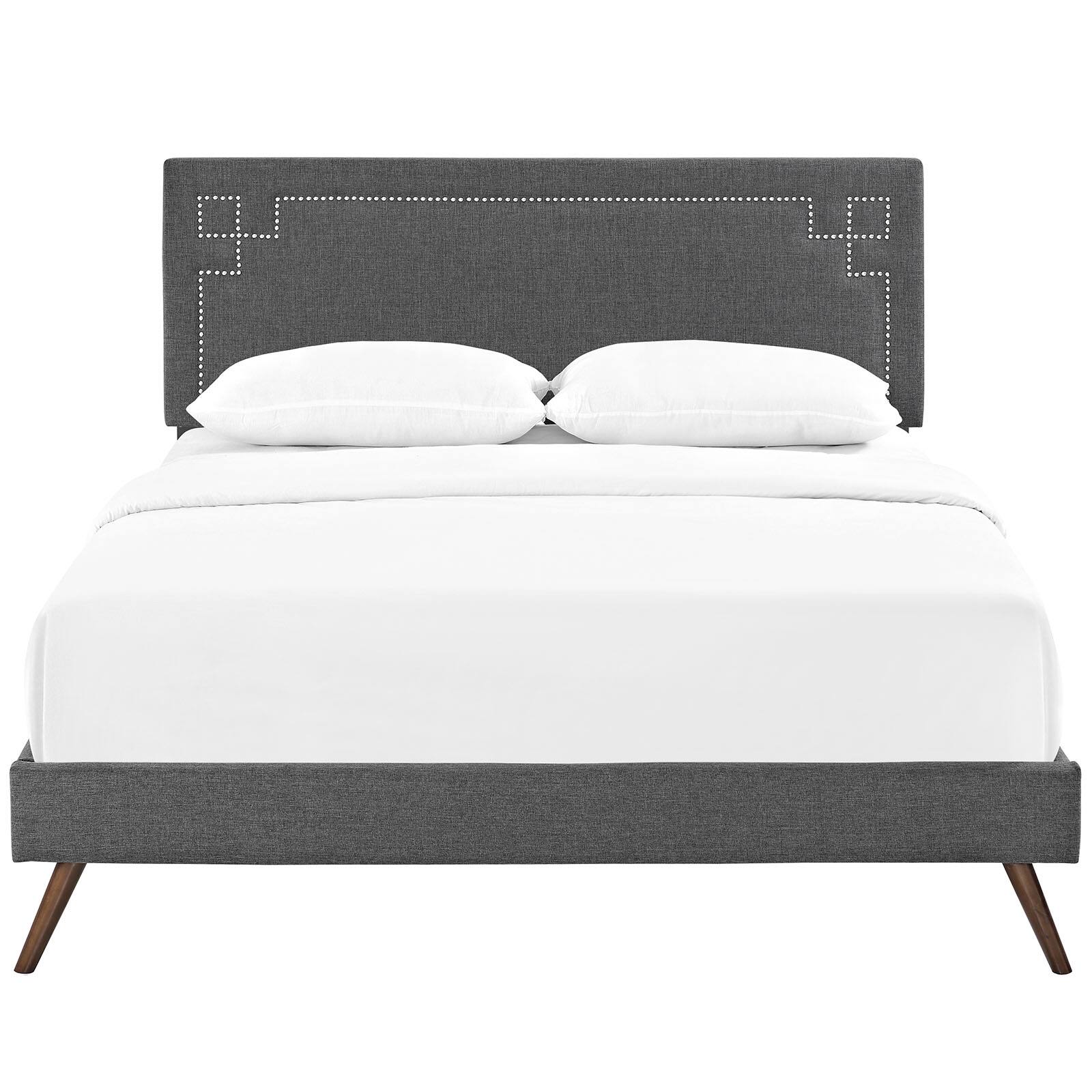 Back. Modway - June Wood Full Platform Bed Frame - Gray.
