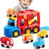 Joyfy - 4Pack Truck Toys for Toddlers 2-4 Years, Car Toys with School Bus, Taxi, Fire Engine, Police Car, Gifts for Boys & Girls