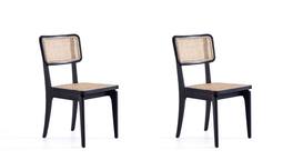 Manhattan Comfort - Giverny Industry Chic Wood Dining Chair - Set of 2 - Black and Natural