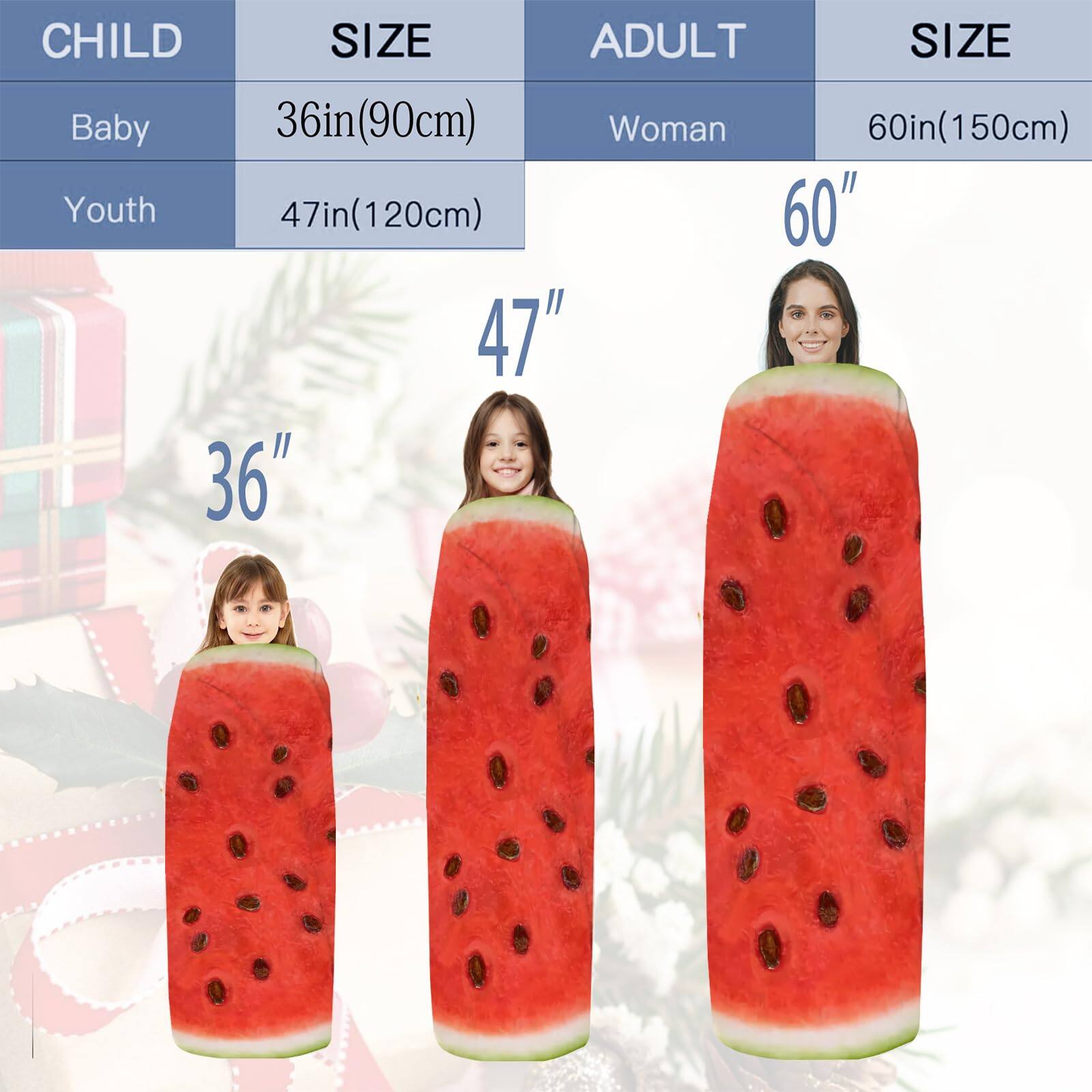 CHILD  
Baby 36in(90cm)  
Youth 47in(120cm)  

ADULT  
Woman 60in(150cm)