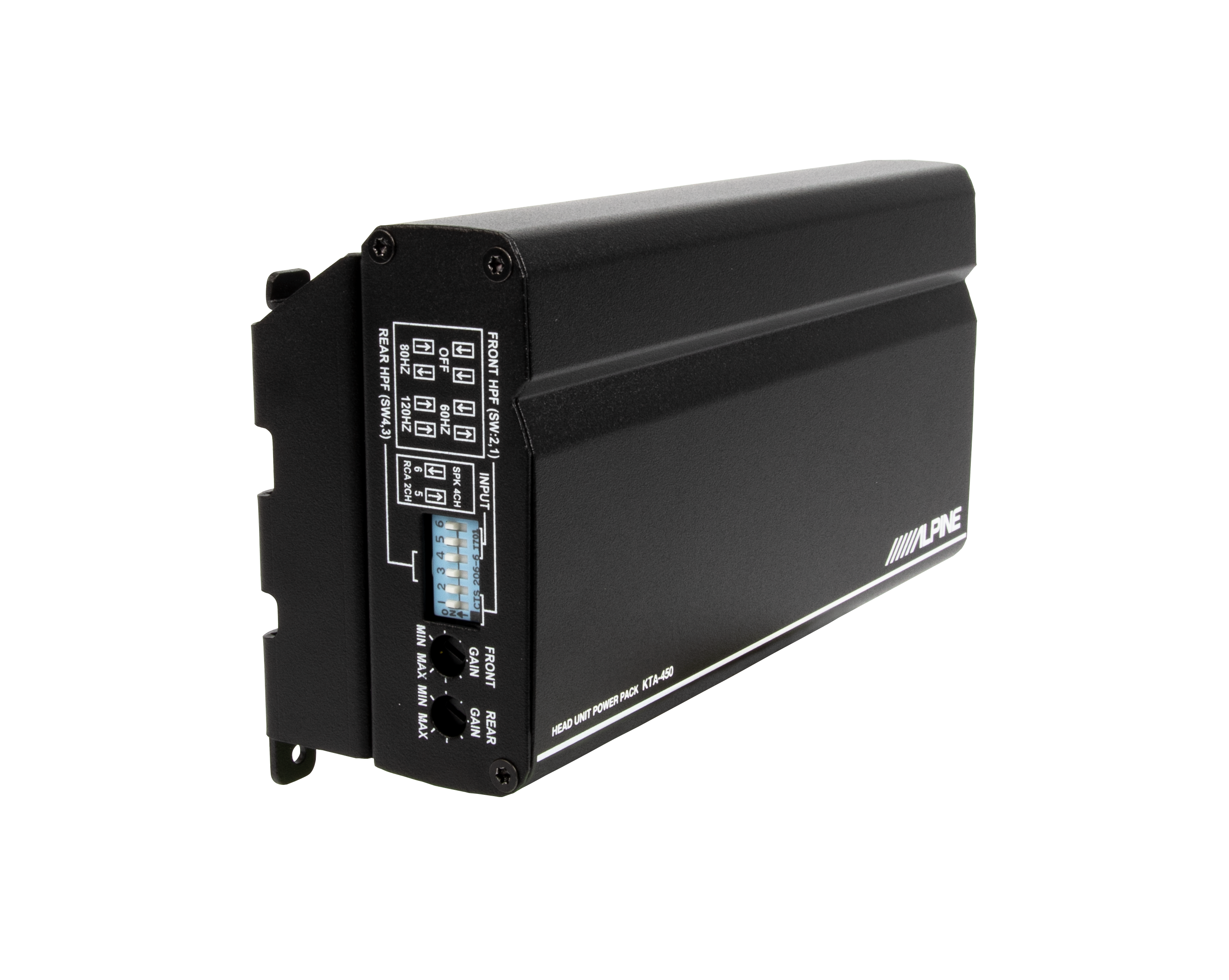 REAR HPF (SW4,3) 80HZ 120HZ
FRONT HPF (SW1,2) OFF 60HZ
RCA 5 SPK 2CH 4CH INPUT
MIN MAX GAIN FRONT
MIN MAX GAIN REAR
HEAD UNIT POWER PACK KTA-450
INP-ILITRI
DE