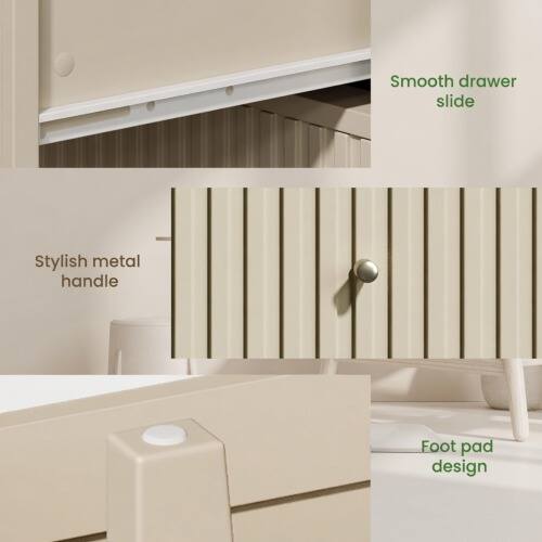 Smooth drawer slide  
Stylish metal handle  
Foot pad design