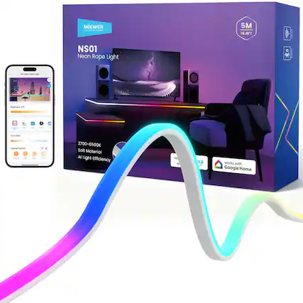 NEEWER - NS01 Neon Rope Light - 5M (16.4FT)
- Soft Material
- 2700-6500K
- AI Light Efficiency
- Works with Google Home