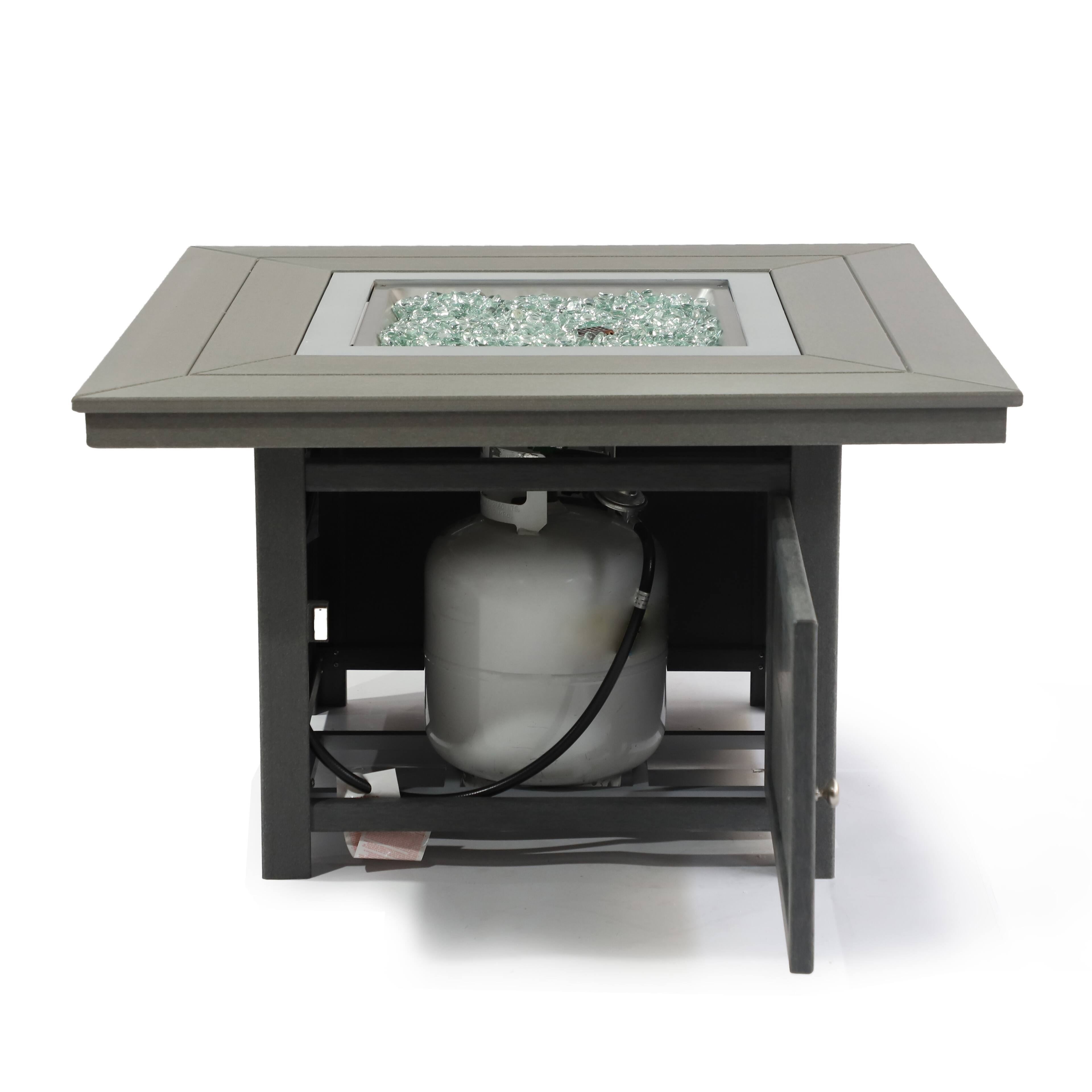 Back. LuXeo - Park City 25"(H) x 42" (W) HDPE Square Fire Pit Table, Gray - Gray.