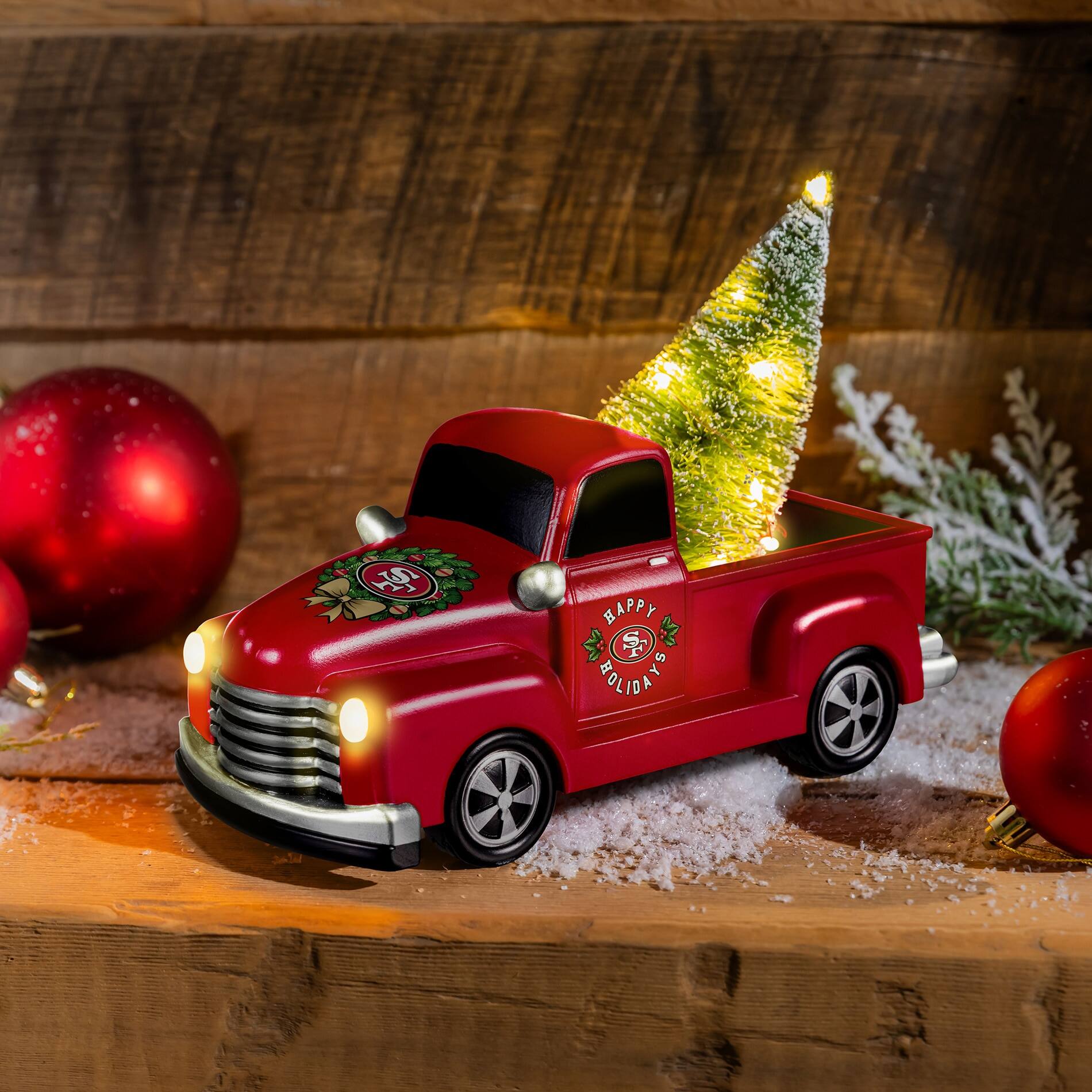 Alt View 2. Evergreen Enterprises - San Francisco 49ers 9" Holiday Rally Truck LED Statue - Multicolor.