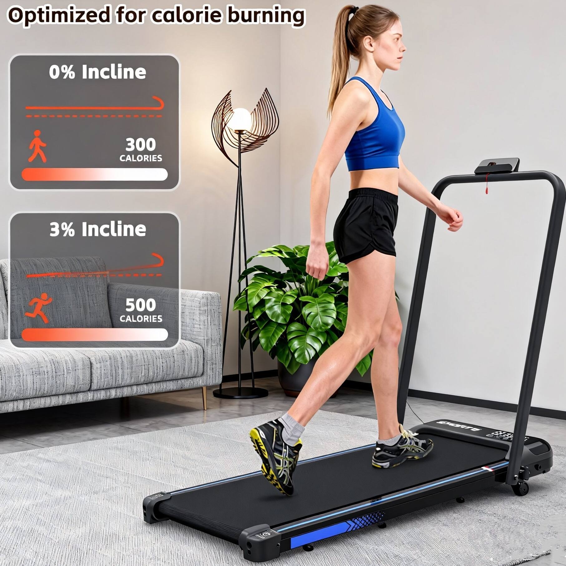 Optimized for calorie burning

0% Incline  
300 CALORIES

3% Incline  
500 CALORIES