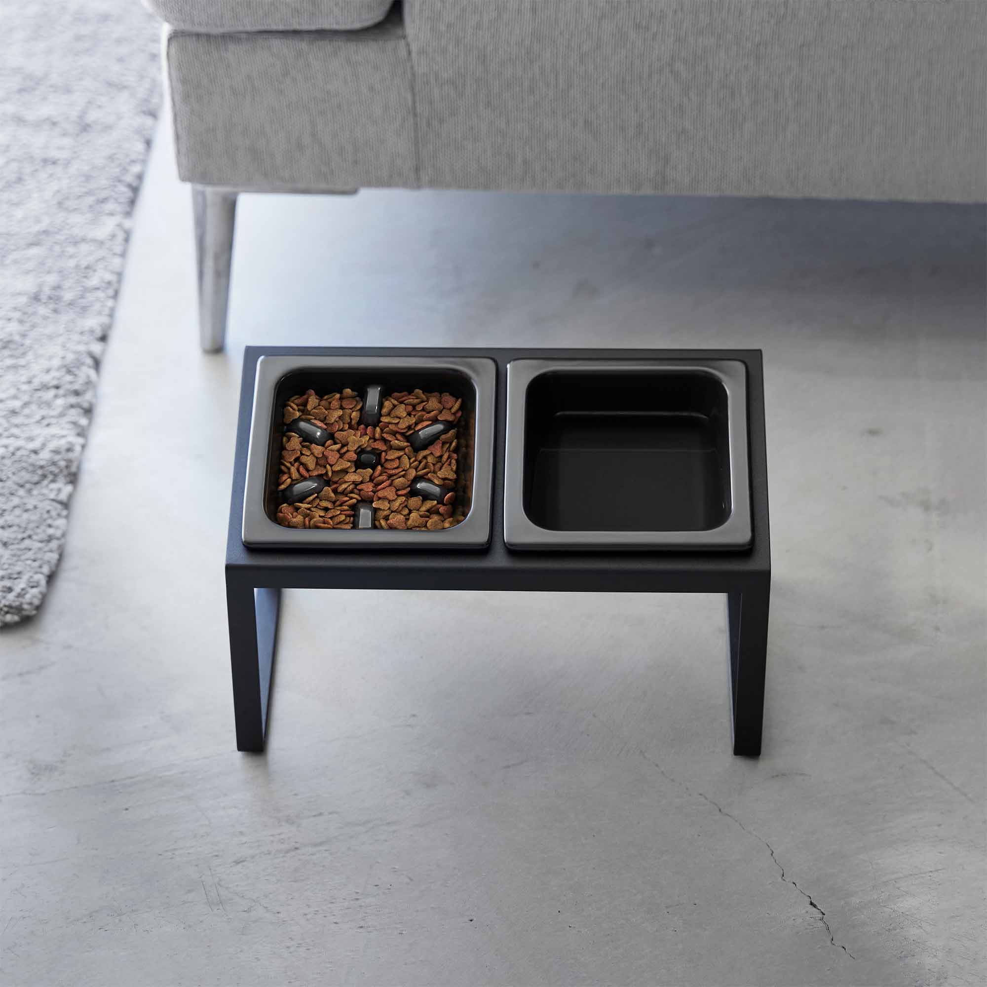 Alt View 6. Yamazaki Home - Slow Feeder Pet Bowl - Steel + Ceramic - Black.