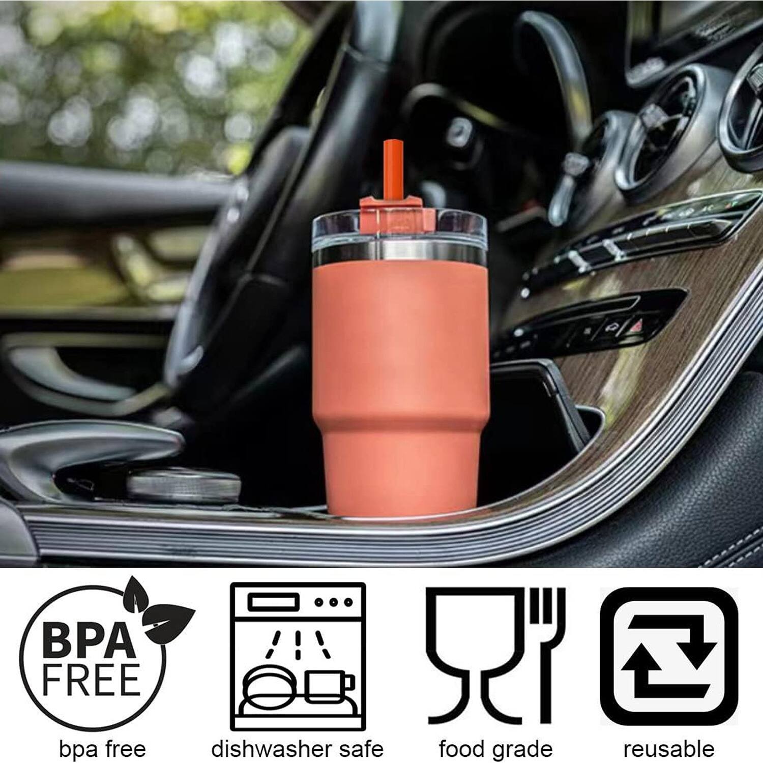 BPA Free, dishwasher safe, food grade, reusable