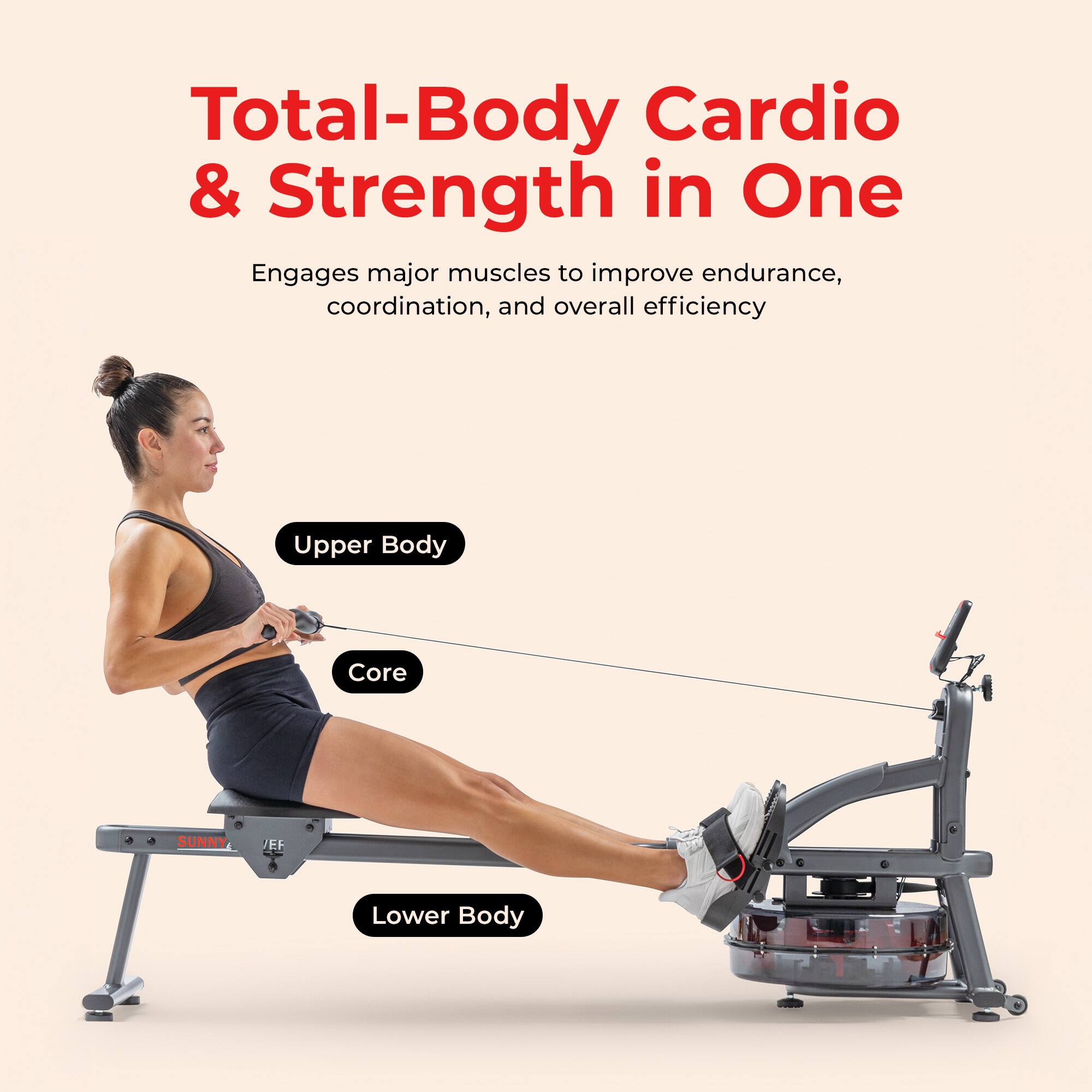 Total-Body Cardio & Strength in One

Engages major muscles to improve endurance, coordination, and overall efficiency

Upper Body  
Core  
Lower Body