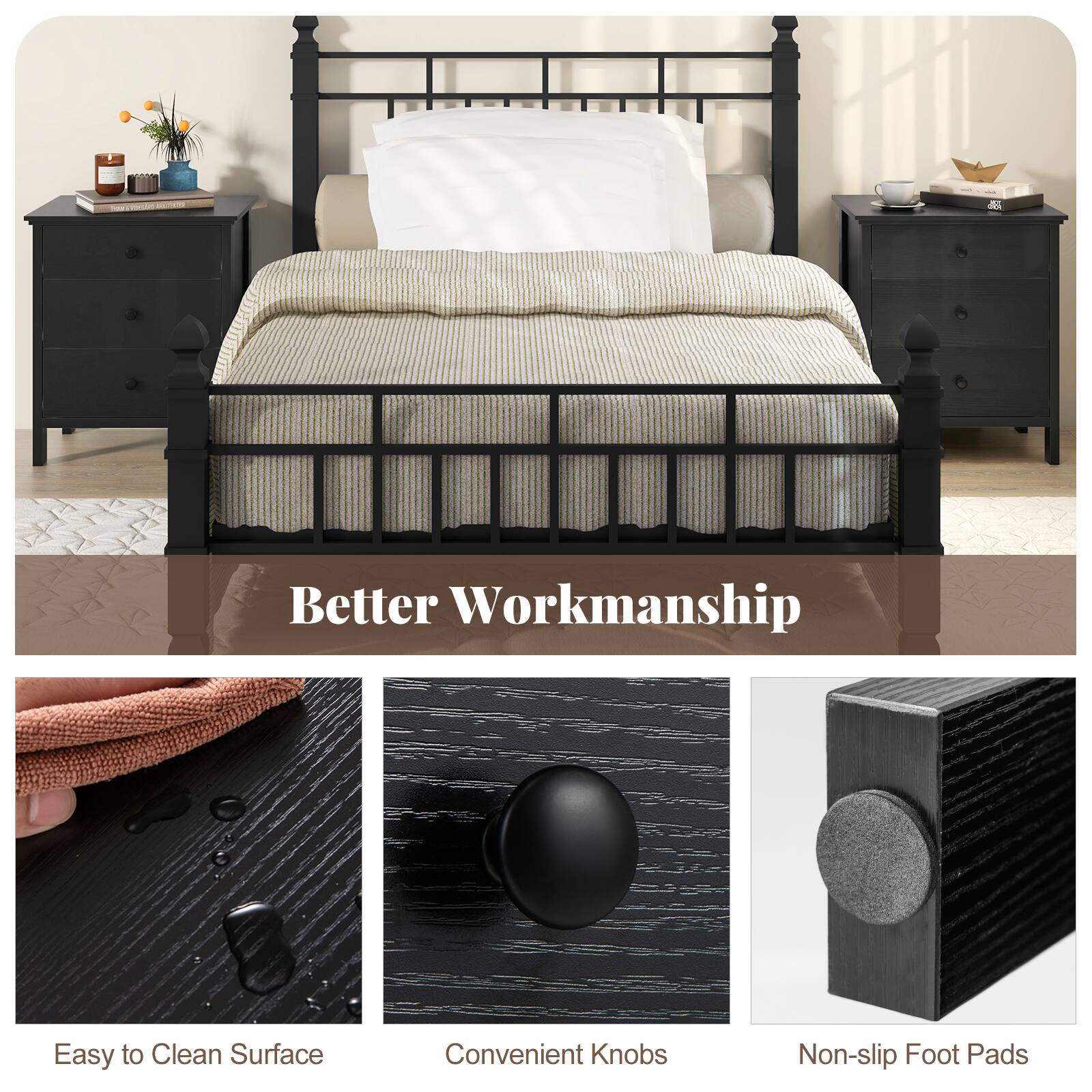 Better Workmanship, Easy to Clean Surface, Convenient Knobs, Non-slip Foot Pads