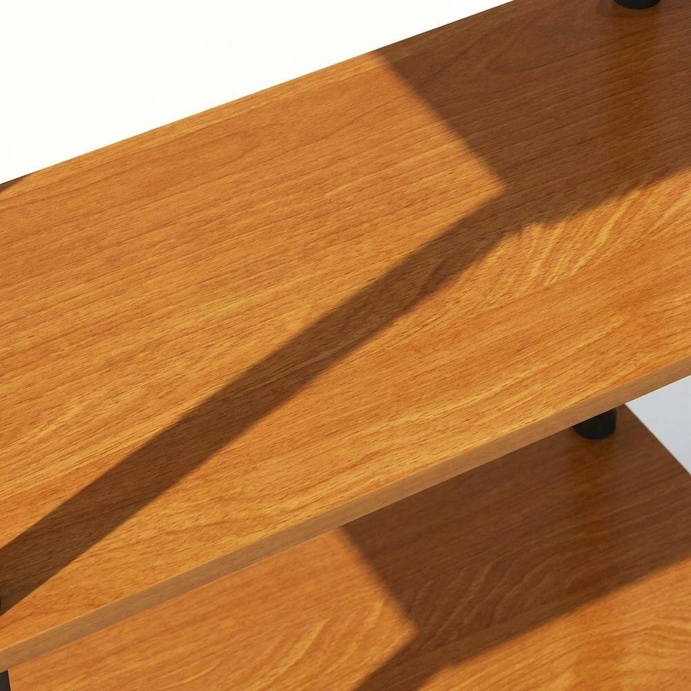Alt View 1. FurniFact - Wood Bookcase with Open Shelving and Sturdy Construction for Living Room Storage - Light Cherry/Black.