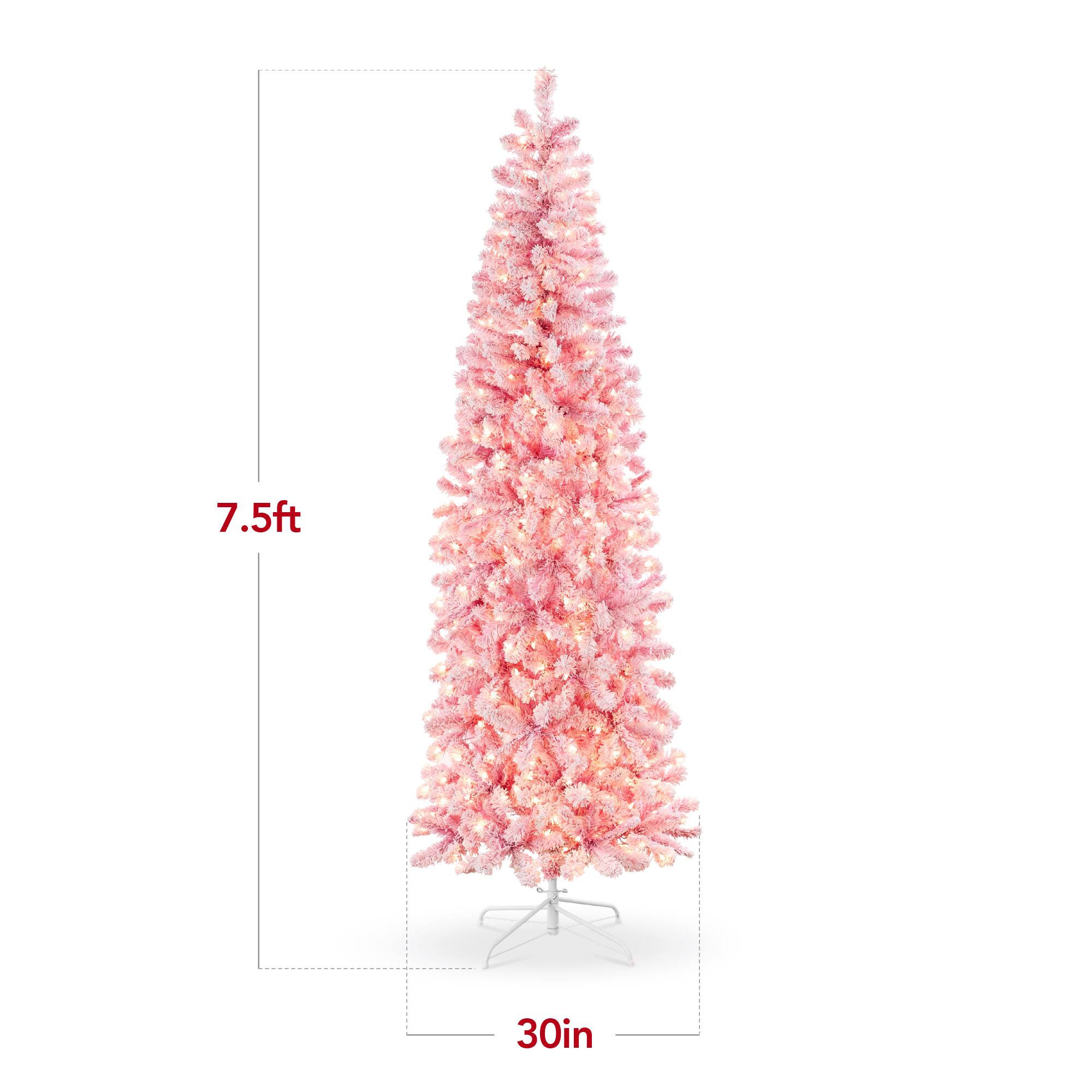 The text on the image indicates the dimensions of the Christmas tree. The height is 7.5 feet, and the width is 30 inches.