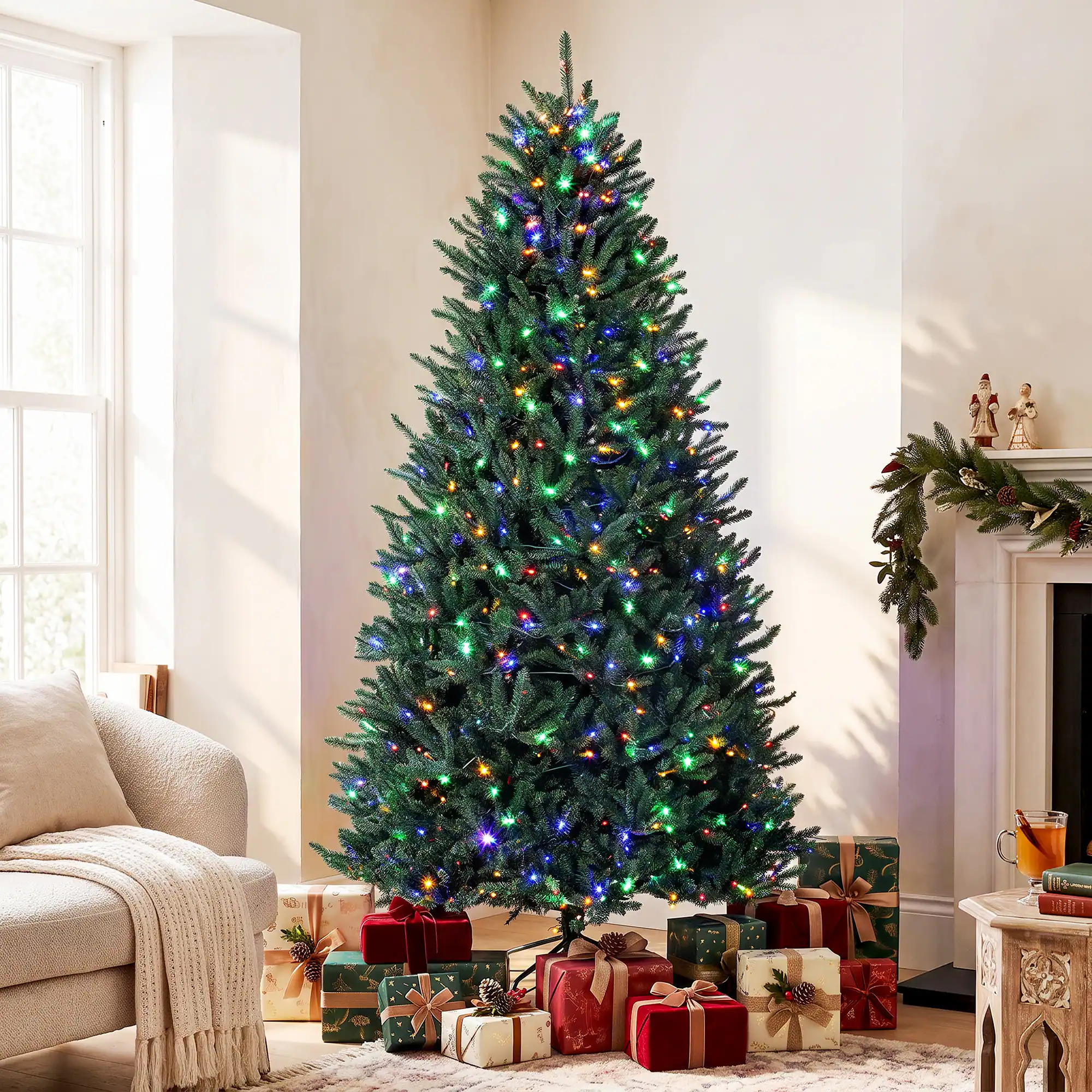 Alt View 1. Homcom - Prelit Christmas Tree, Colorado Blue Spruce, Easy Plug - Green.