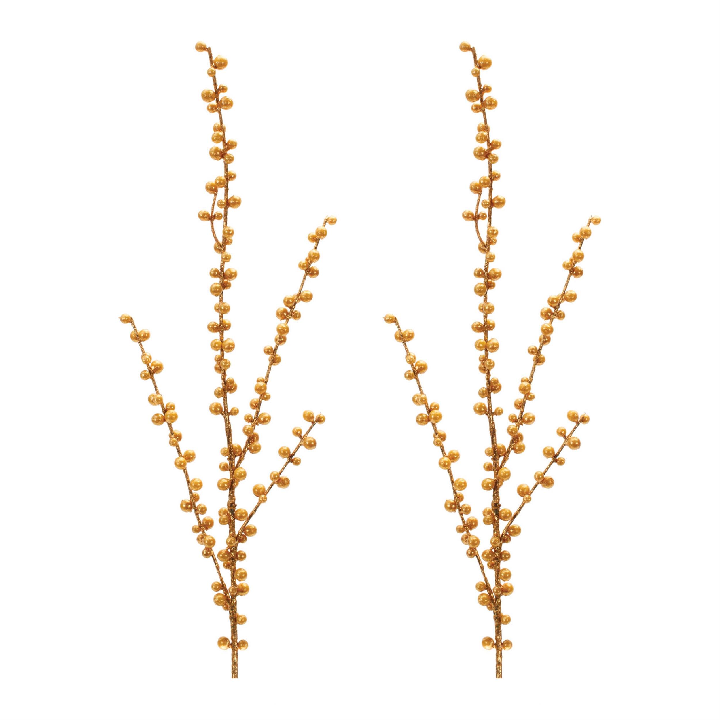 Left. BreeBe - Ilex Berry Spray (Set of 2) - Gold.
