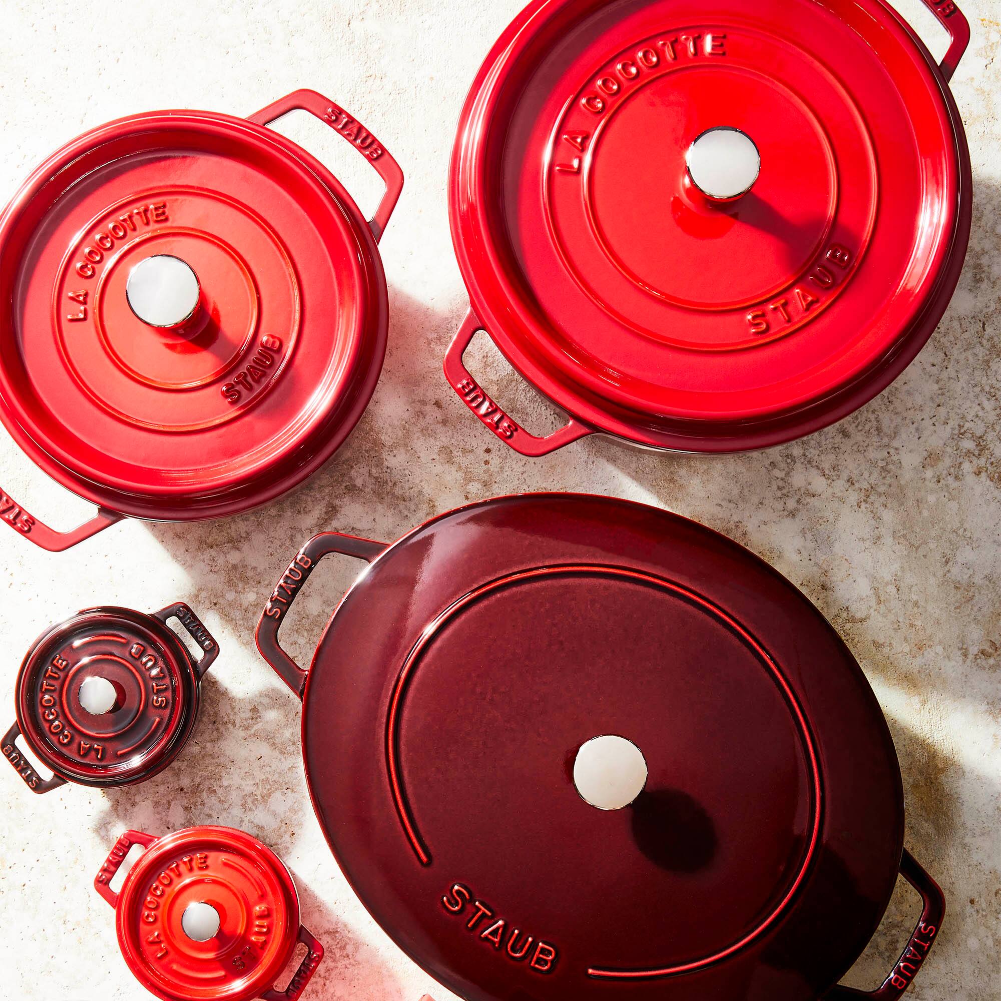Staub Cast Iron 6.25 qt Shallow Oval Dutch Oven Grenadine 1029912