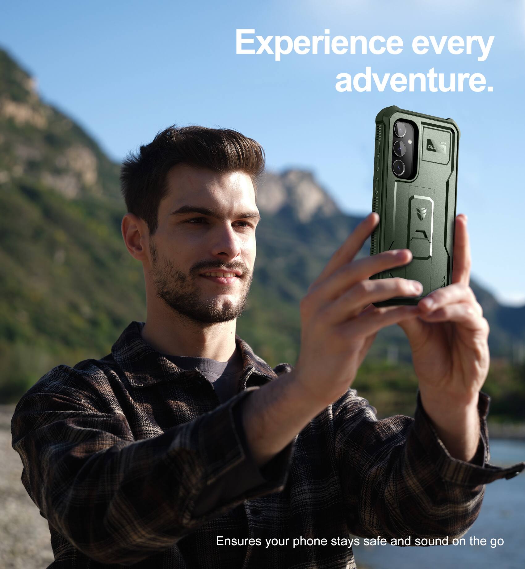 Experience every adventure.  
Ensures your phone stays safe and sound on the go.