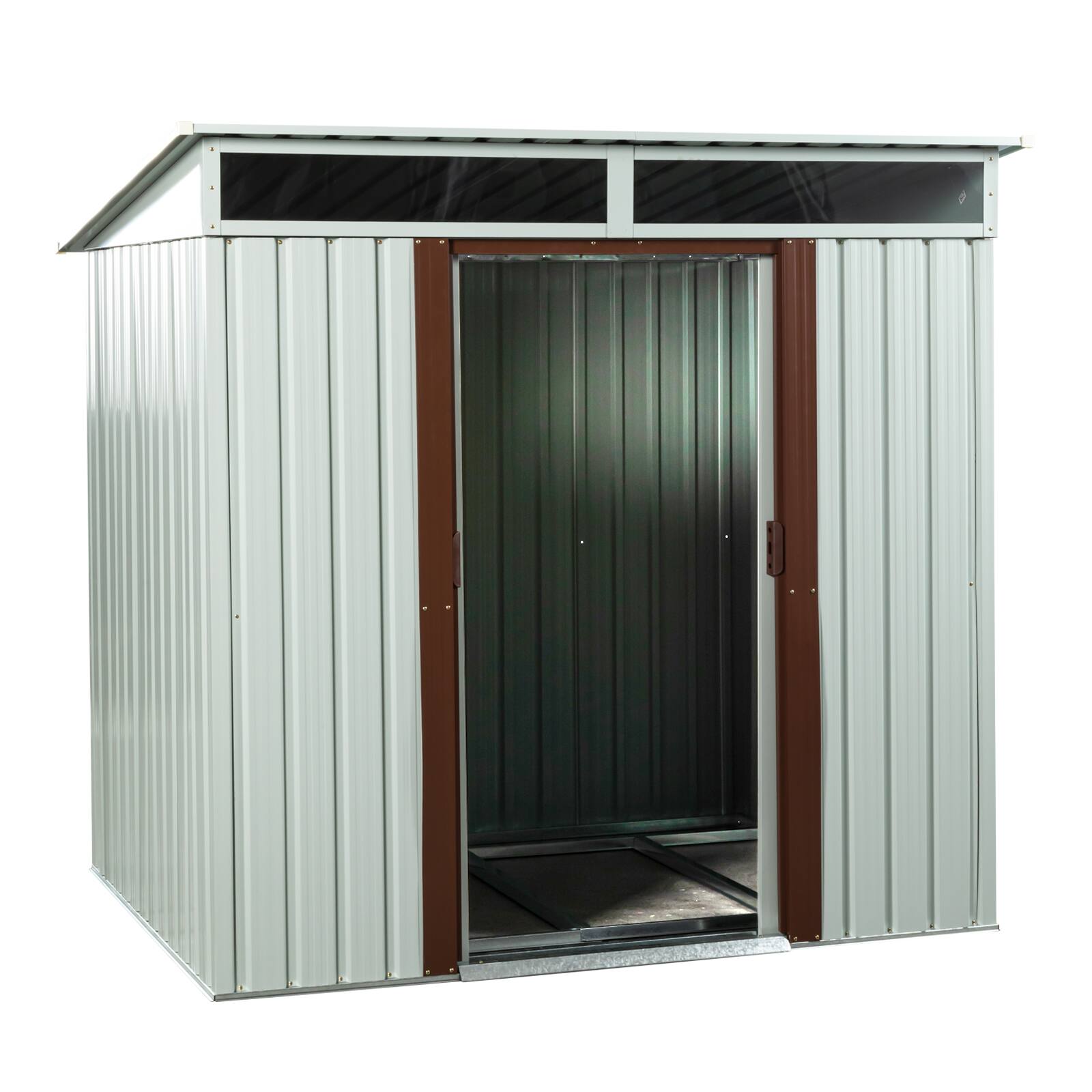 Alt View 6. Loheer - Loheer 6x5 Metal Storage Shed White Outdoor Garden Tool Shed Heavy Duty Backyard Utility Shed for Lawn Mower.