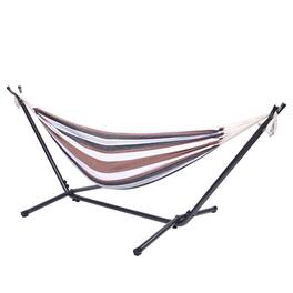Winado - Hammock Set 9 FT Heavy Duty with Steel Stand, Portable Carrying Bag for Garden Indoor Outdoor Patio Deck Yard Beach - Coffee Stripes
