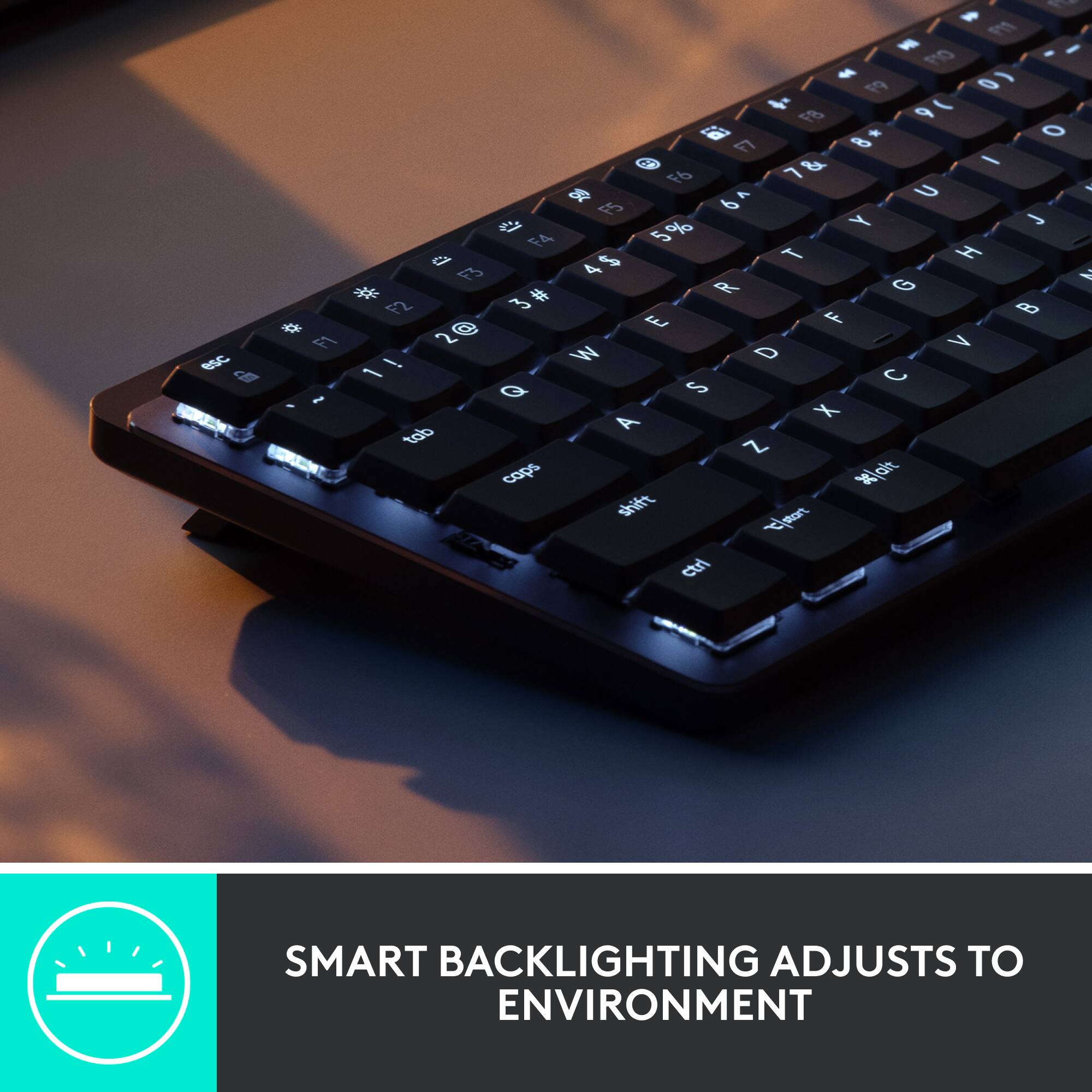 The text on the image reads: "Smart Backlighting Adjusts to Environment."