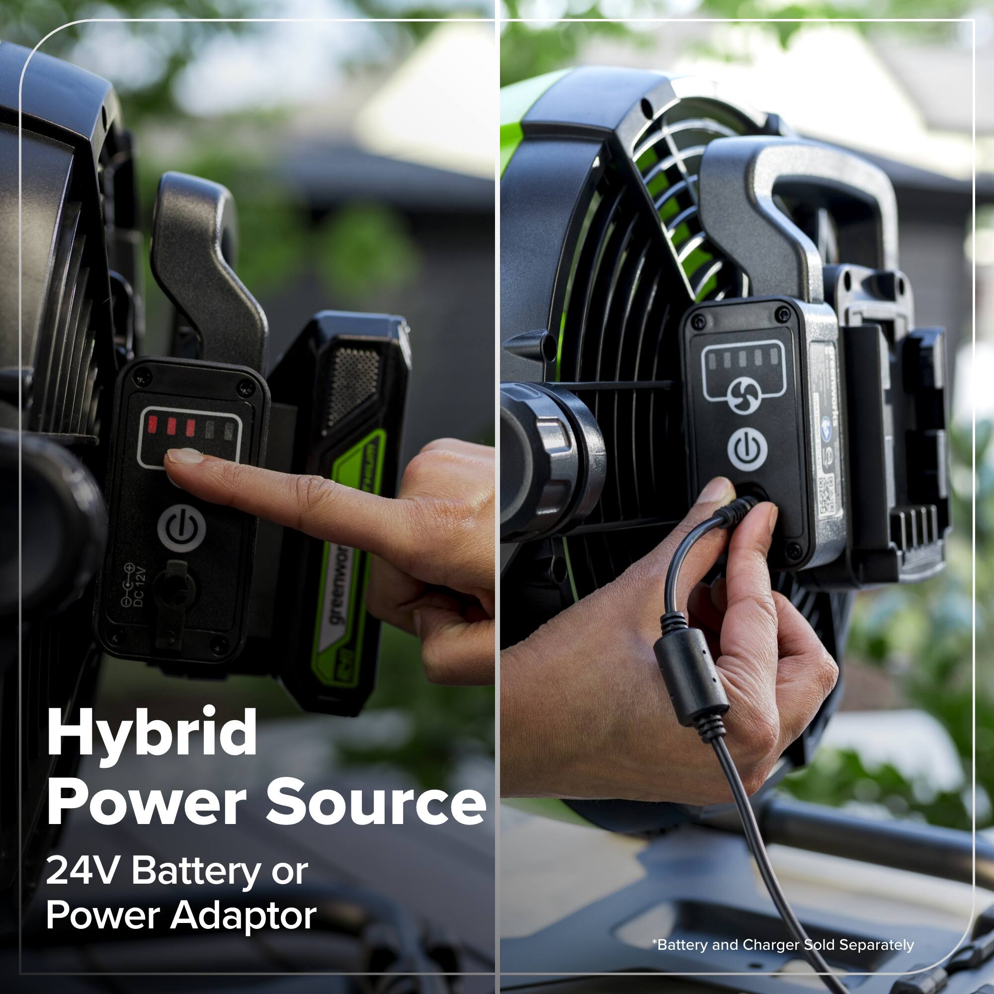 12V DC DC12V Greenwor Hybrid Power Source 24V Battery or Power Adaptor  
"Battery and Charger Sold Separately"