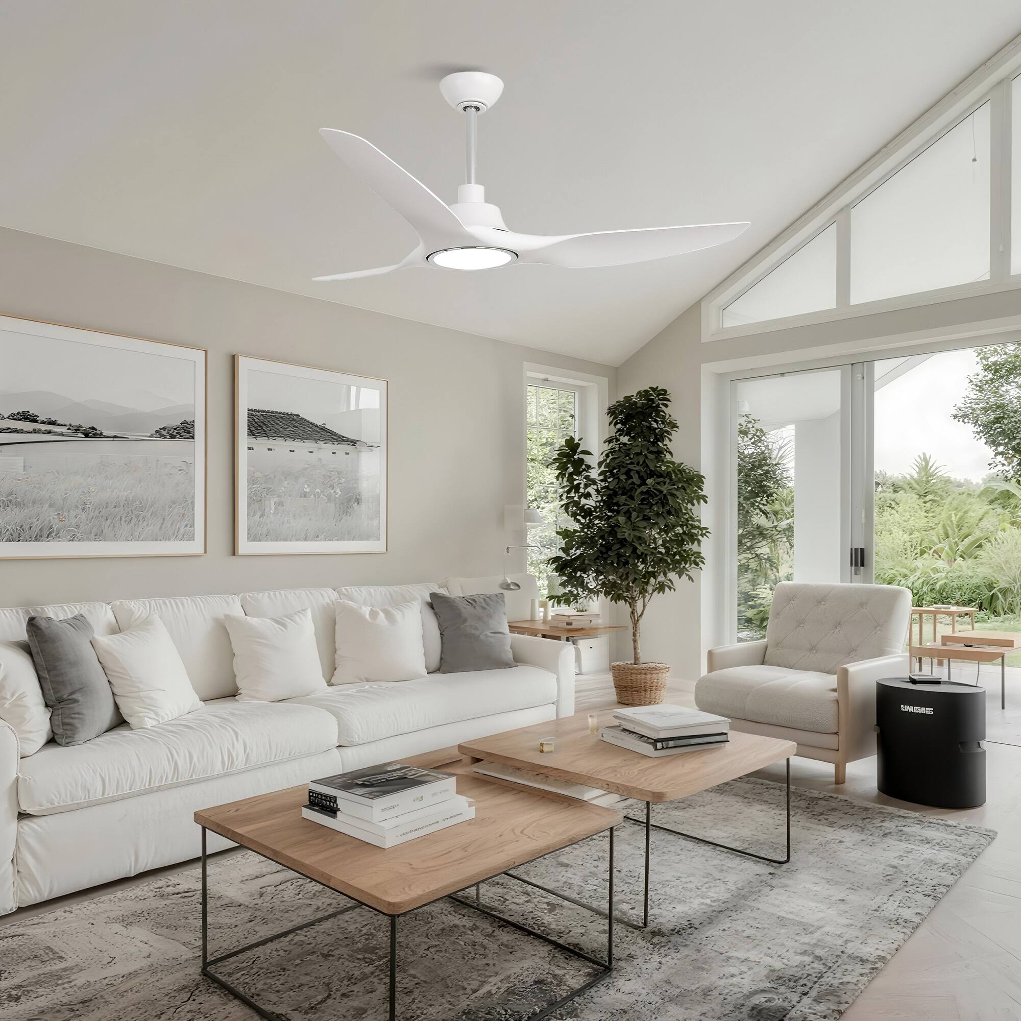 Back. Parrot Uncle - 52" Modern White Propeller Smart Ceiling Fan with Light and Remote, App Control, Voice Control - White.