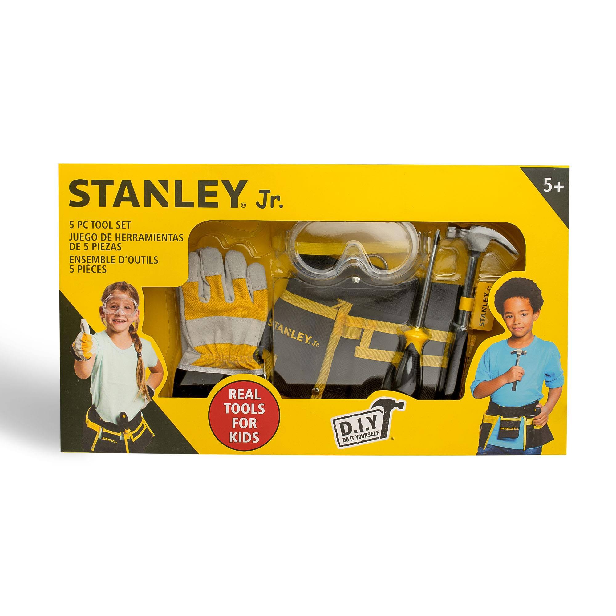 STANLEY Jr. 5 PC TOOL SET  
JUEGO DE HERRAMIENTAS DE 5 PIEZAS  
ENSEMBLE D'OUTILS 5 PIÈCES  
STANLEY Jr.  
5+ REAL TOOLS FOR KIDS  
D.I.Y DO IT YOURSELF