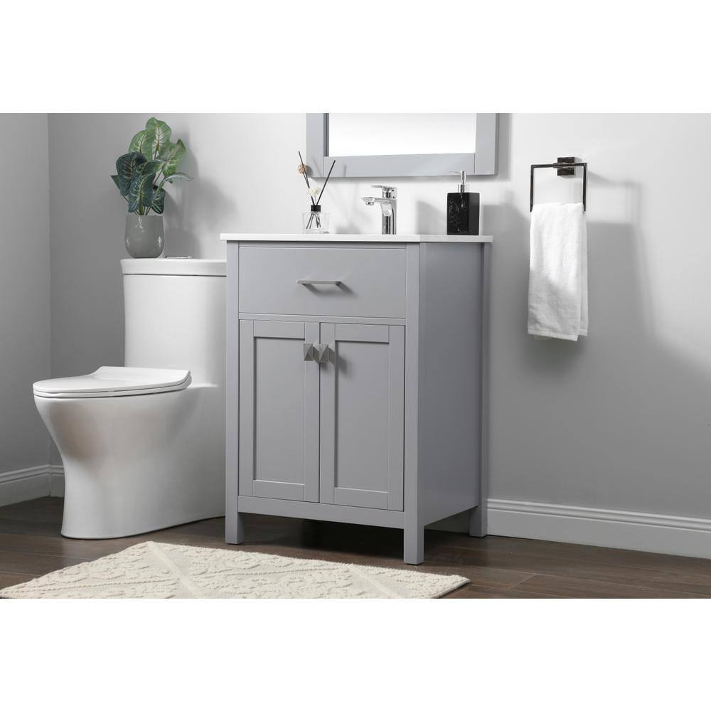 Alt View 9. Elegant Kitchen and Bath - 24 Inch SIngle Bathroom Vanity In Grey - Grey.