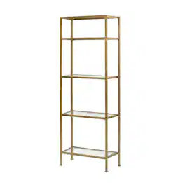 Crosley Furniture - Aimee Narrow Etagere Bookcase - Soft Gold