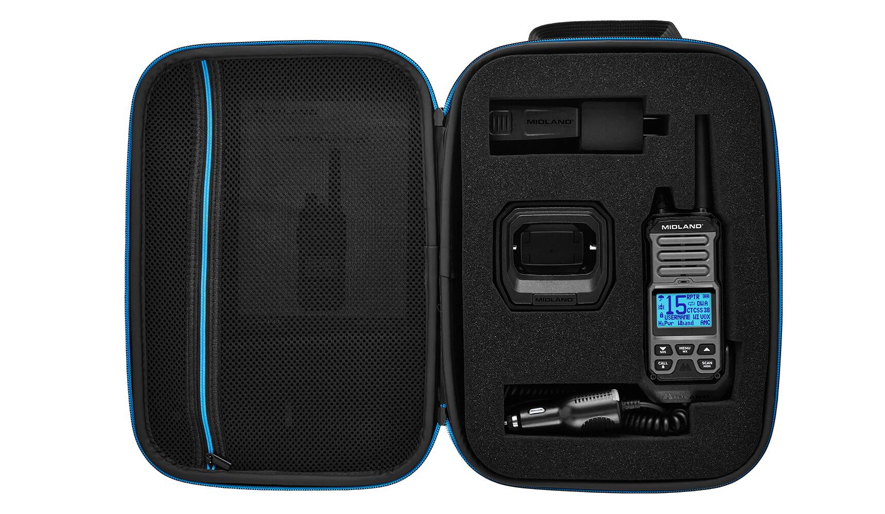 The text on the image reads "MIDLAND MIDLAND MIDLAND RPTR 1 15 CTCSS d VOX Hi Lu Liband AMC - Lm - LALL . M SCAN - M AIDLANO."