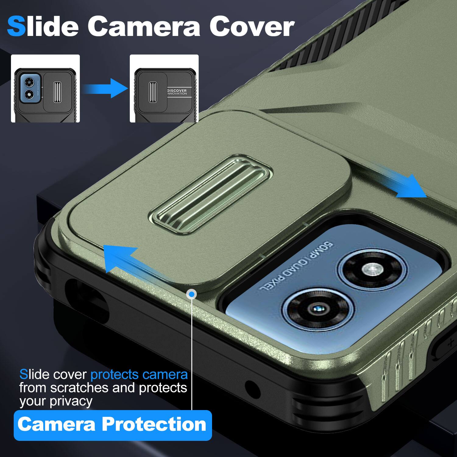 Slide Camera Cover

DISCOVER INNOVATION

50MP QUAD PIXEL

Slide cover protects camera from scratches and protects your privacy

Camera Protection