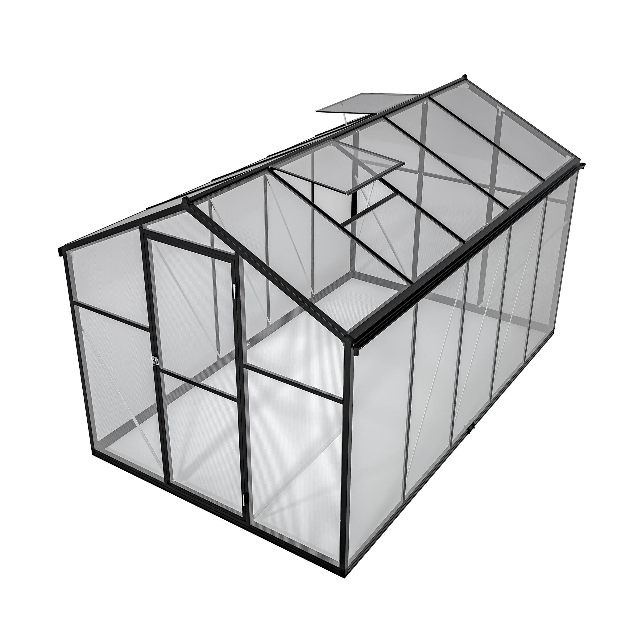 Alt View 9. Mondawe - 6x10 ft Outdoor Polycarbonate Greenhouse with Aluminum Frame,Lockable Door & Adjustable Roof Vent - Black.