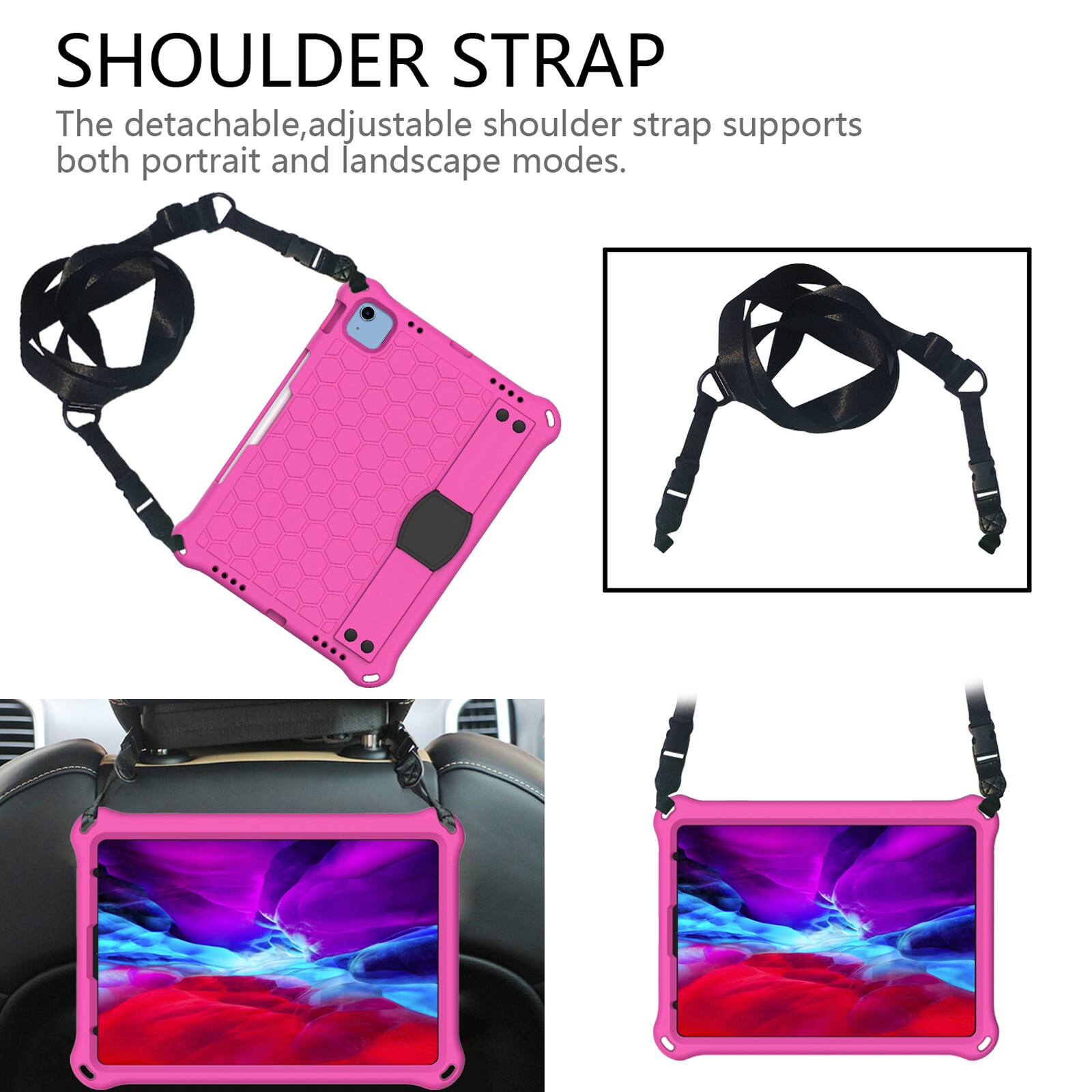 SHOULDER STRAP

The detachable, adjustable shoulder strap supports both portrait and landscape modes.