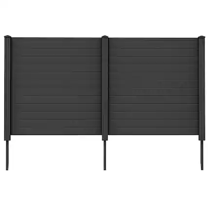 Front. Gymax - Gymax Outdoor PVC Privacy Panels 2-Pack Picket Fence W/ 3 Cuspidal Foot Stakes Black - Black.