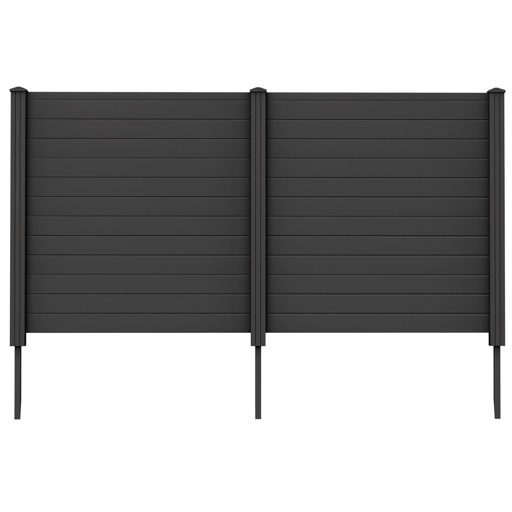 Front. Gymax - Gymax Outdoor PVC Privacy Panels 2-Pack Picket Fence W/ 3 Cuspidal Foot Stakes Black - Black.