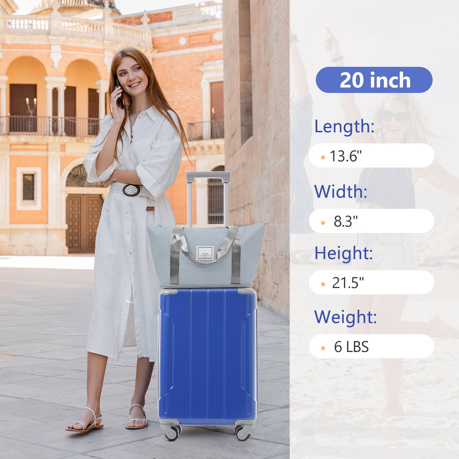 20 inch

Length: 13.6"
Width: 8.3"
Height: 21.5"
Weight: 6 LBS