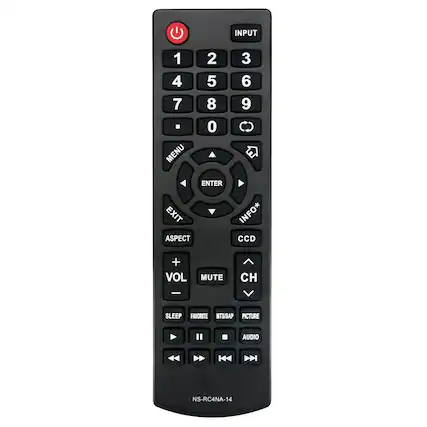 INPUT 1 2 3 4 5 6 7 8 9 0 - MENU ENTER EXIT ASPECT INFO* CCD + VOL MUTE CH - SLEEP FAVORITE MTS/SAP PICTURE AUDIO NS-RC4NA-14