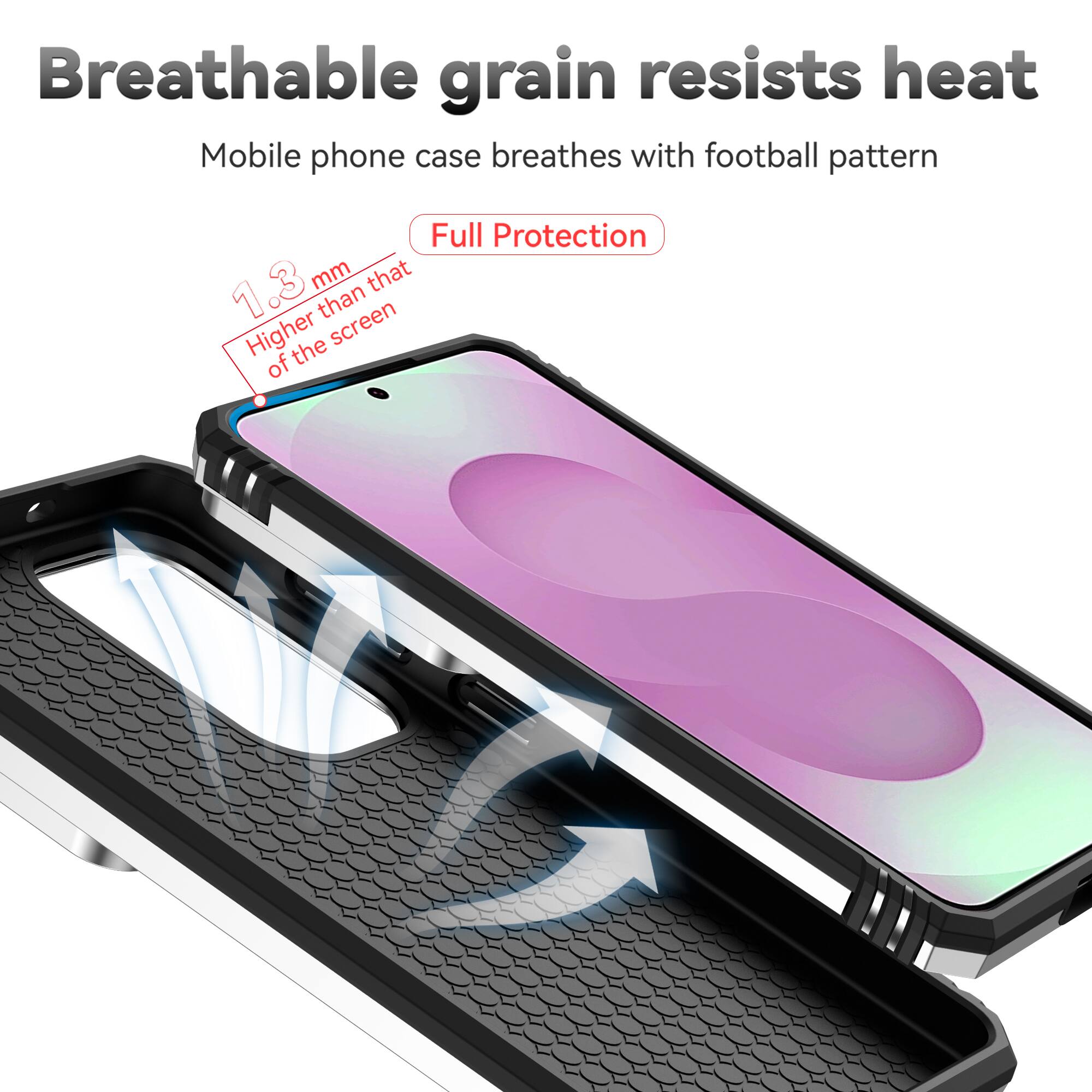 Breathable grain resists heat  
Mobile phone case breathes with football pattern  
Full Protection  
1.3 mm Higher than that of the screen