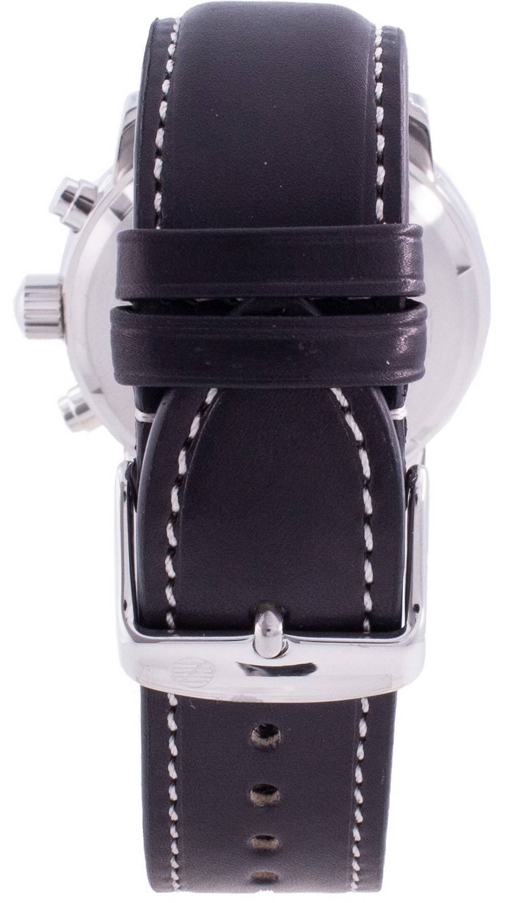 Back. Zeppelin - 100 Jahre 86803 Quartz Mens Watch Tachymeter Telemeter 50M Leather Strap - White.