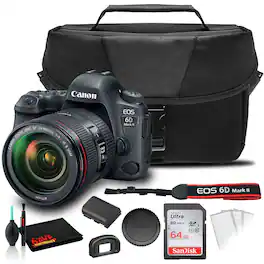 Canon - EOS 6D Mark II DSLR Camera w 24-105mm L II Lens + EOS Bag + Sandisk Ultra 64GB Card *w (International Version)